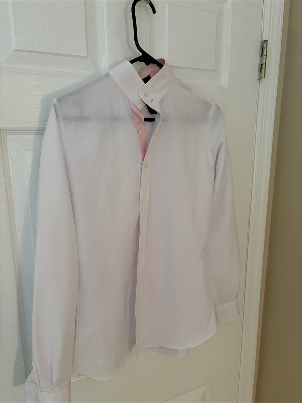 Essex Classic Performance Collection White Button-Up Shirt with Pink Trim sz 36